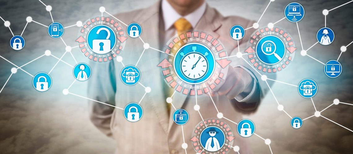 Cyber security manager initiating rapid INCIDENT RESPONSE in near real time. Cyber security concept for mitigation of data breach via grab-and-go response, system backup and recovery.